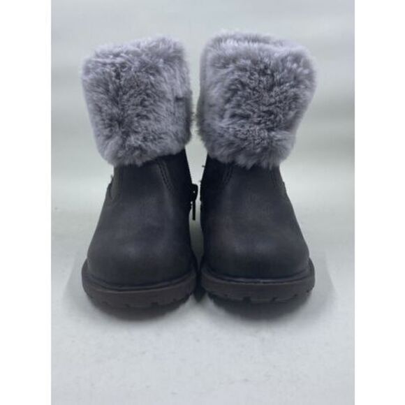 OSH KOSH-Toddler Girl Boots Size 5 BROWN AND GREY FAUX FUR - Picture 1 of 7